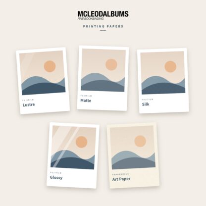 Printing Papers Sample Set – Fujifilm Lustre, Matte, Silk, Glossy and Hahnemühle Art Paper